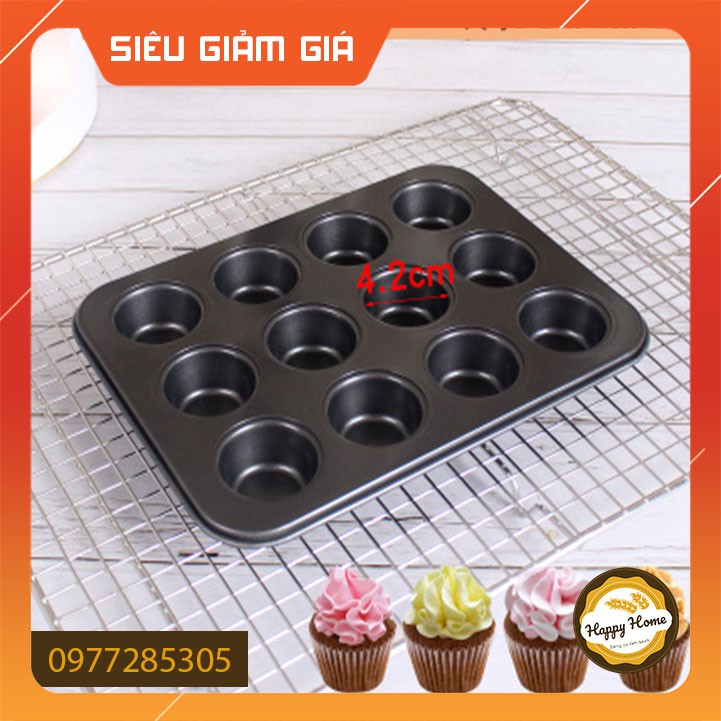 Khuôn Cupcake Muffin 12 lỗ, 24 lỗ màu đen chống dính HÀNG MỚI VỀ