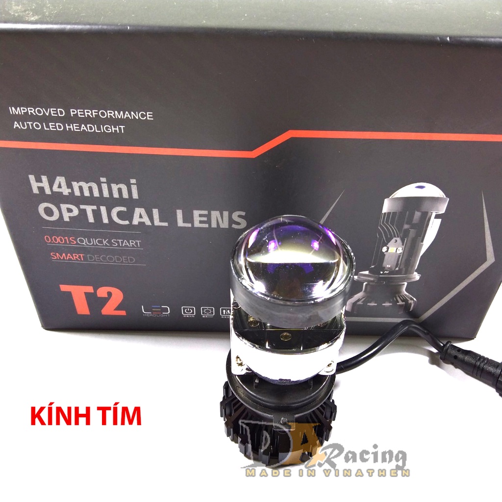 Đèn led bi cầu mini T2 chân H4 Maracing 12V-24V tăng sáng cho ôtô, xe máy,bản cao cấp nhất trong phânkhúc ledbimini