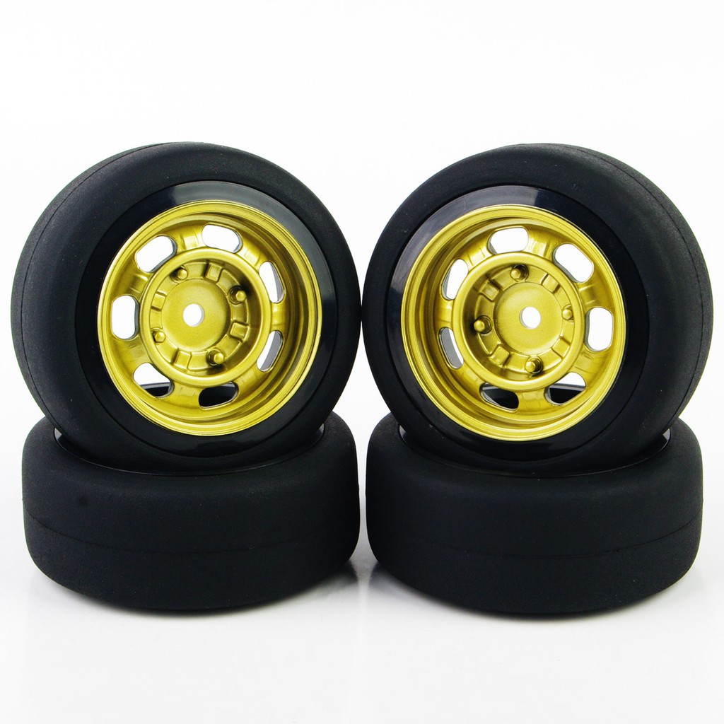 Set 4 bánh xe thay thế cho xe ô tô đua đồ chơi tỉ lệ 1:10