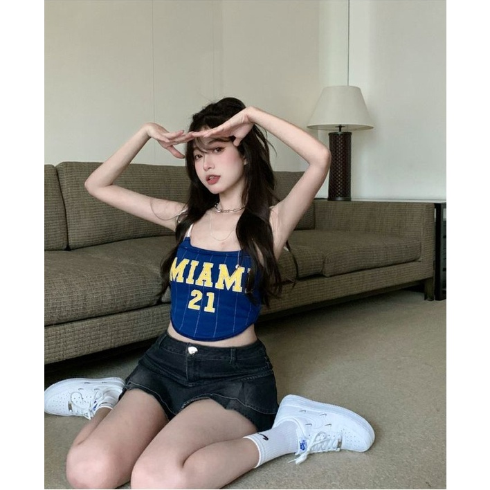 Áo Croptop Cổ Yếm Phong Cách Retro Âu Mỹ