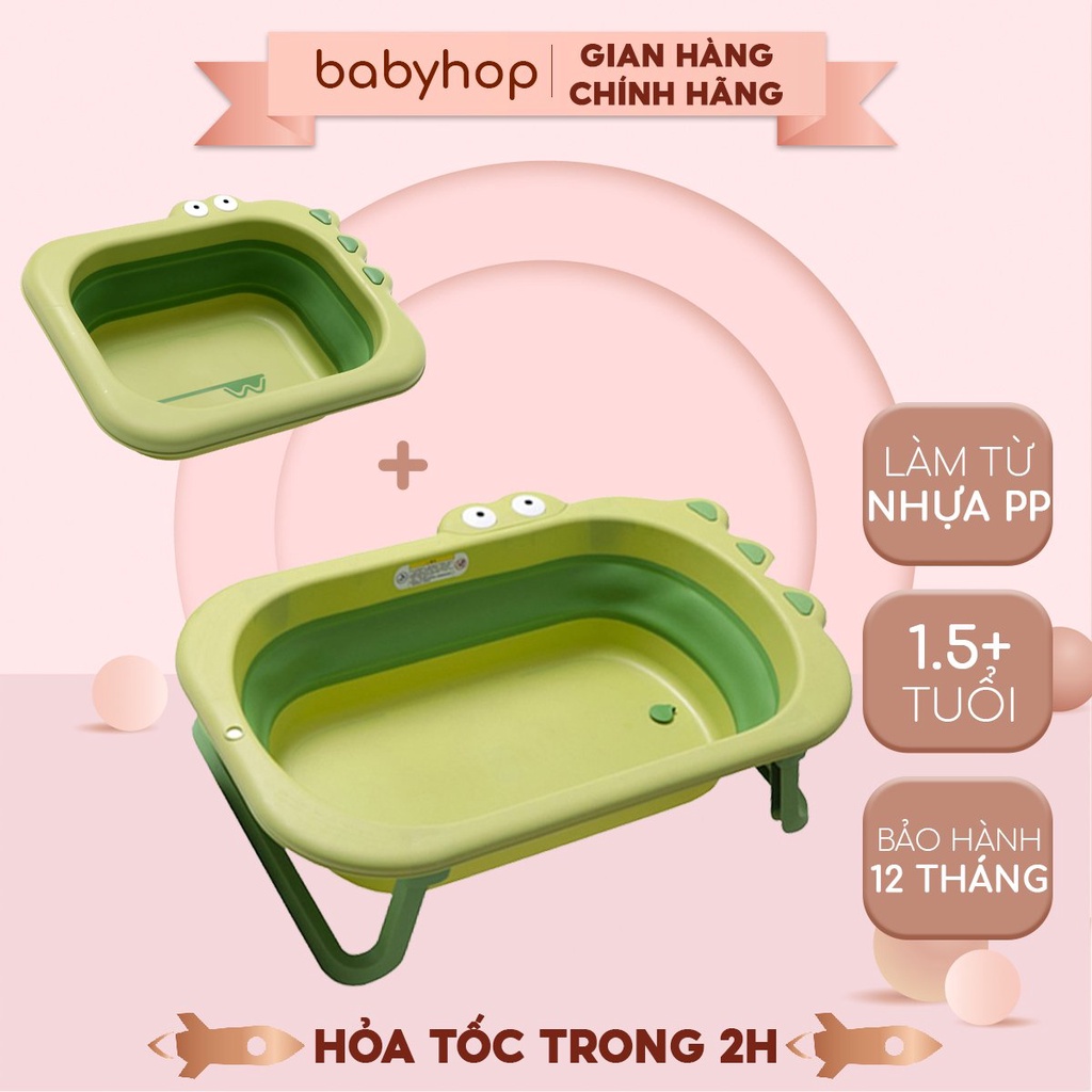 Combo chậu tắm và chậu rửa mặt cho bé Babyhop gấp gọn làm từ nhựa nguyên sinh, thau tắm cho bé từ 0- 6 tuổi thành cao