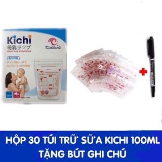 Túi trữ sữa Kichilachi Nhật Bản 100ml (Hộp 30c) - Tặng kèm bút ghi chú không phai