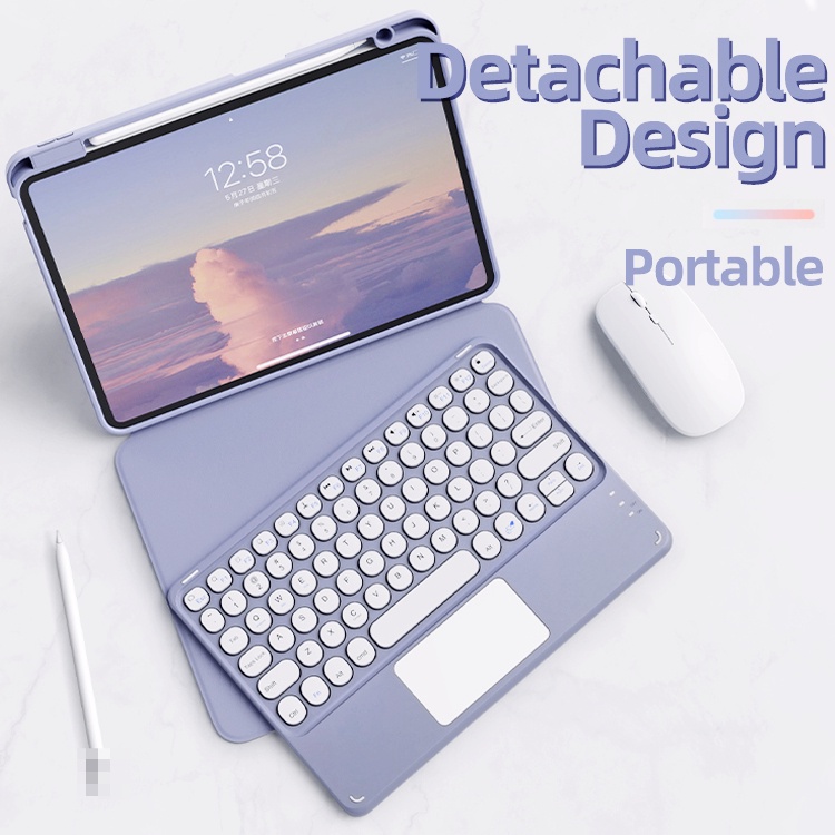 Bao Da Máy Tính Bảng Kèm Bàn Phím Bluetooth Không Dây Có Ngăn Đựng Bút Cho IPad Pro 11 7th 8th 9th Gen 10.2 Air3 10.5 Air4 Air5 10th 10.9 Inch