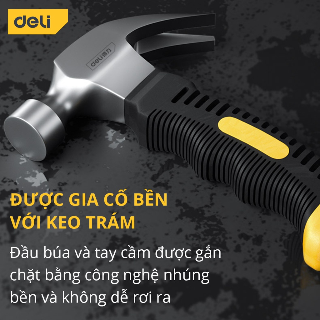 Búa Lùn Nguyên Khối Deli - Đóng Đinh, Nhổ Đinh Dễ Dàng, Tiện Dụng - Nhỏ Gọn, Tay Cầm Bọc Cao Su - DL441008
