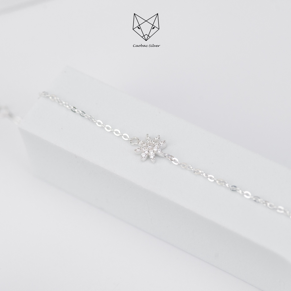 Lắc Tay Bạc Ta Caobac Silver Cho Nữ Đính Đá Lấp Lánh Hình Bông Tuyết Ngày Giáng Sinh