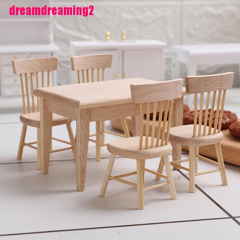 Bộ Ghế Gỗ Tỉ Lệ 1 / 12 Trang Trí Nhà Búp Bê