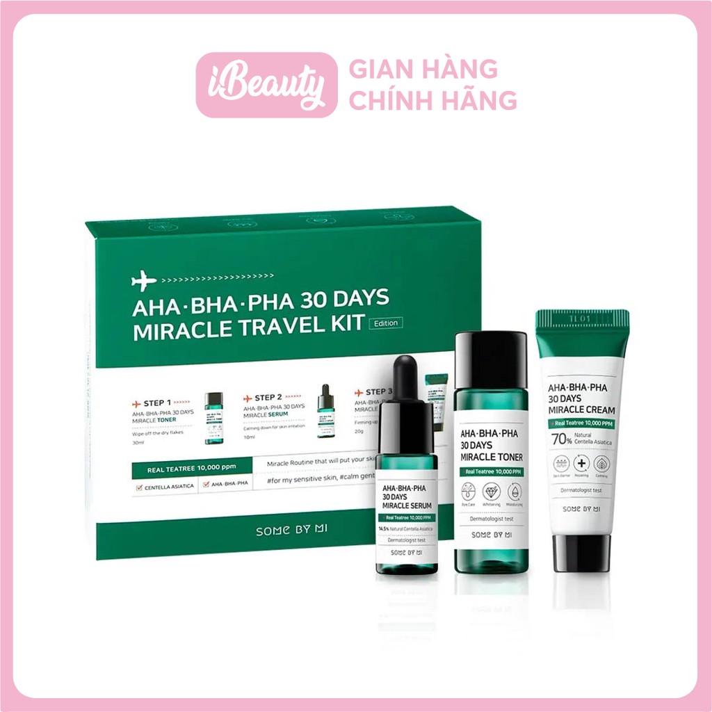 BỘ 3 SẢN PHẨM ĐI DU LỊCH SOME BY MI AHA-BHA-PHA 30 DAYS MIRACLE TRAVEL KIT  - Hàn Quốc chính hãng