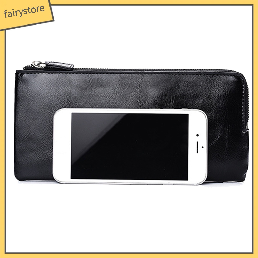 Ví da dáng dài màu trơn kiểu dáng đơn giản cho nam