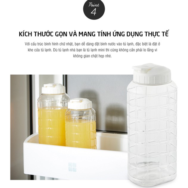 Bình nước Jug Chess Water Bottle Lock&Lock thể tích 1L/1.5L (HAP810/HAP812) nắp bật trắng