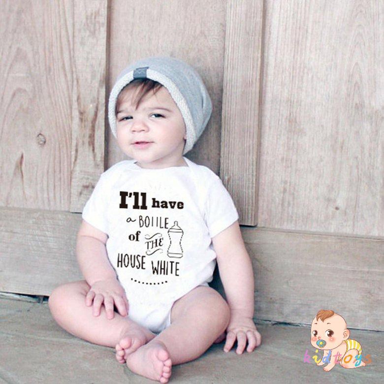 Đồ Liền Thân Ngắn Tay Hình Bình Sữa Cho Bé Trai Và Bé Gái