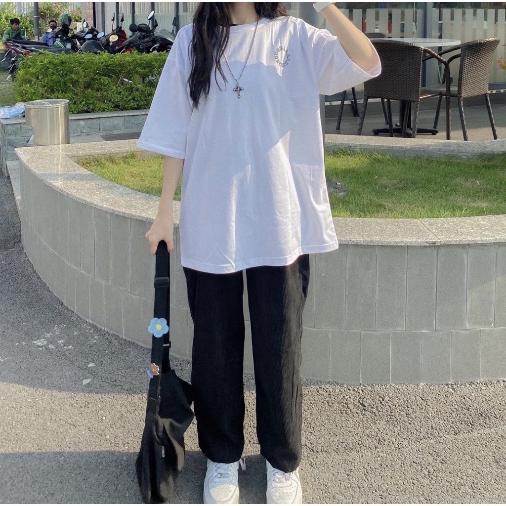 Quần dài nhung gân nữ form ống suông lưng thun cài cúc-Unisex_2022