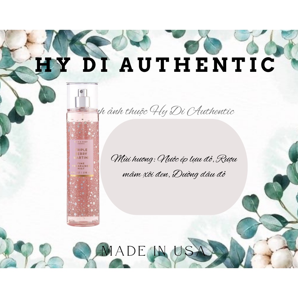 TRIPPLE BERRY MARTINI - XỊT THƠM DƯỠNG THỂ BATH & BODY WORKS USA