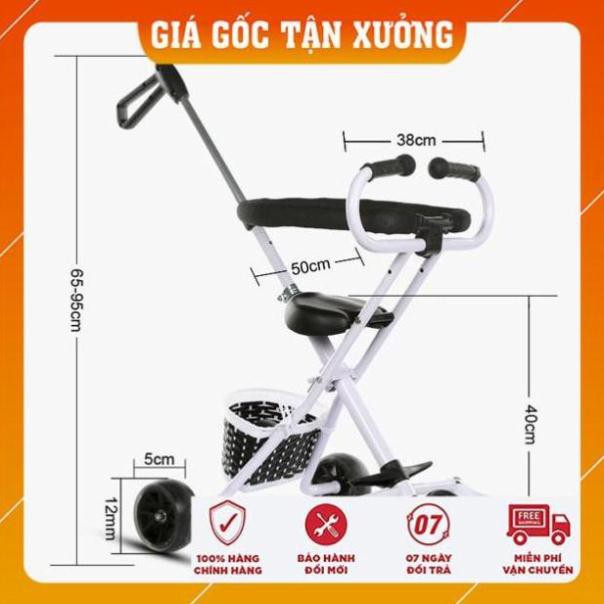 Xe đẩy 5 bánh  tay cong gấp gọn cho bé có giỏ để đồ