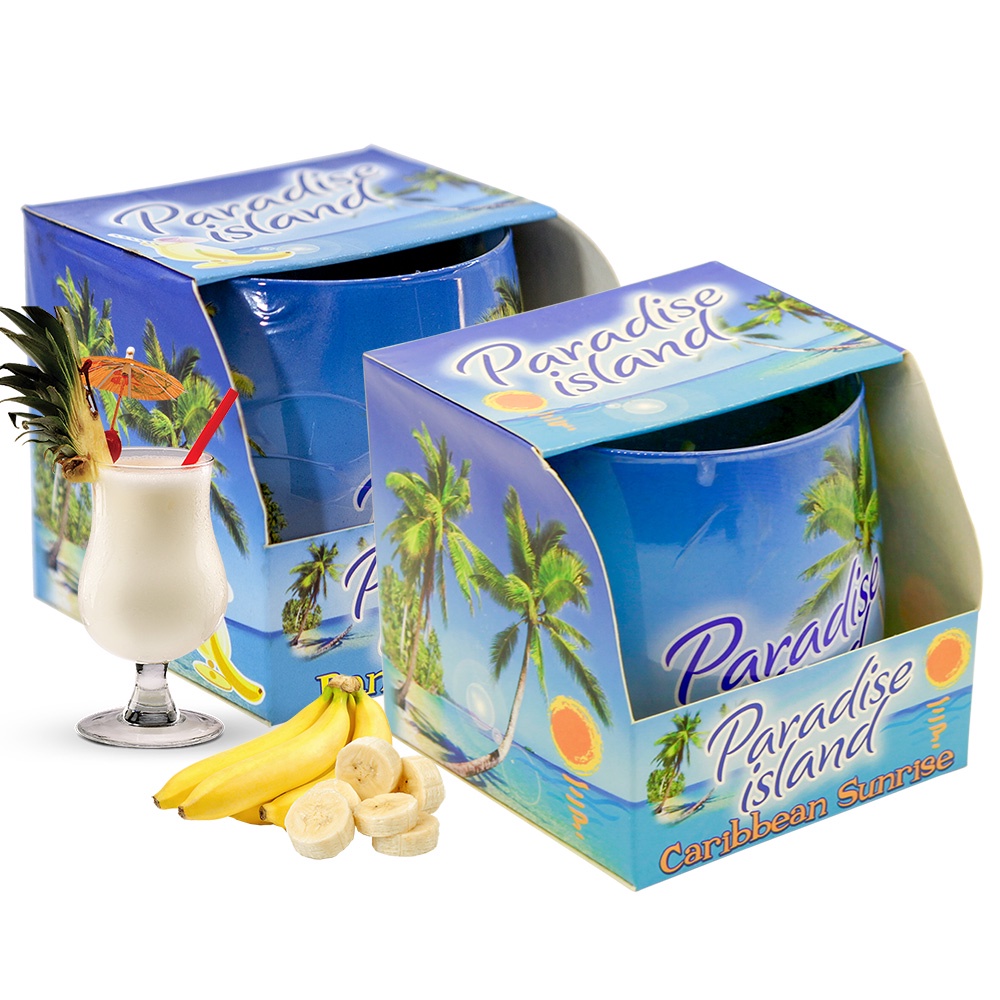 Combo 2 ly nến thơm tinh dầu Bartek Paradise Island 100g - hương gió biển, thơm phòng, khử mùi, không khói