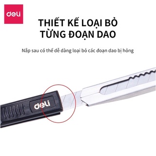 Dao rọc giấy mini Deli - chất liệu lưỡi bằng hợp kim -dễ dàng sử dụng màu Bạc - 1 cái E2034 - HOKAMI STORE