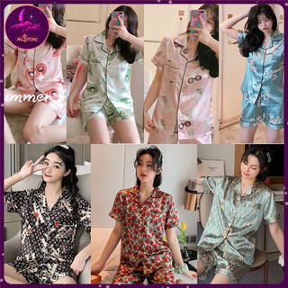 Bộ Đồ Ngủ Lụa Mùa Hè Pijama Nữ Cao Cấp- Không nhăn, Không xù, Không co rút