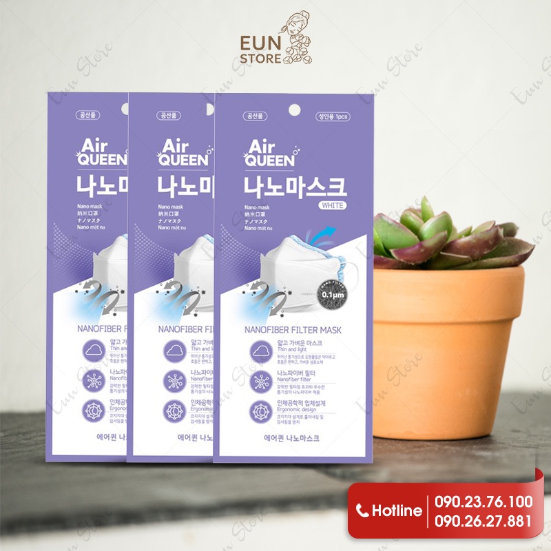 Khẩu Trang Y Tế Air Queen White Nanofiber Filter Face Mask