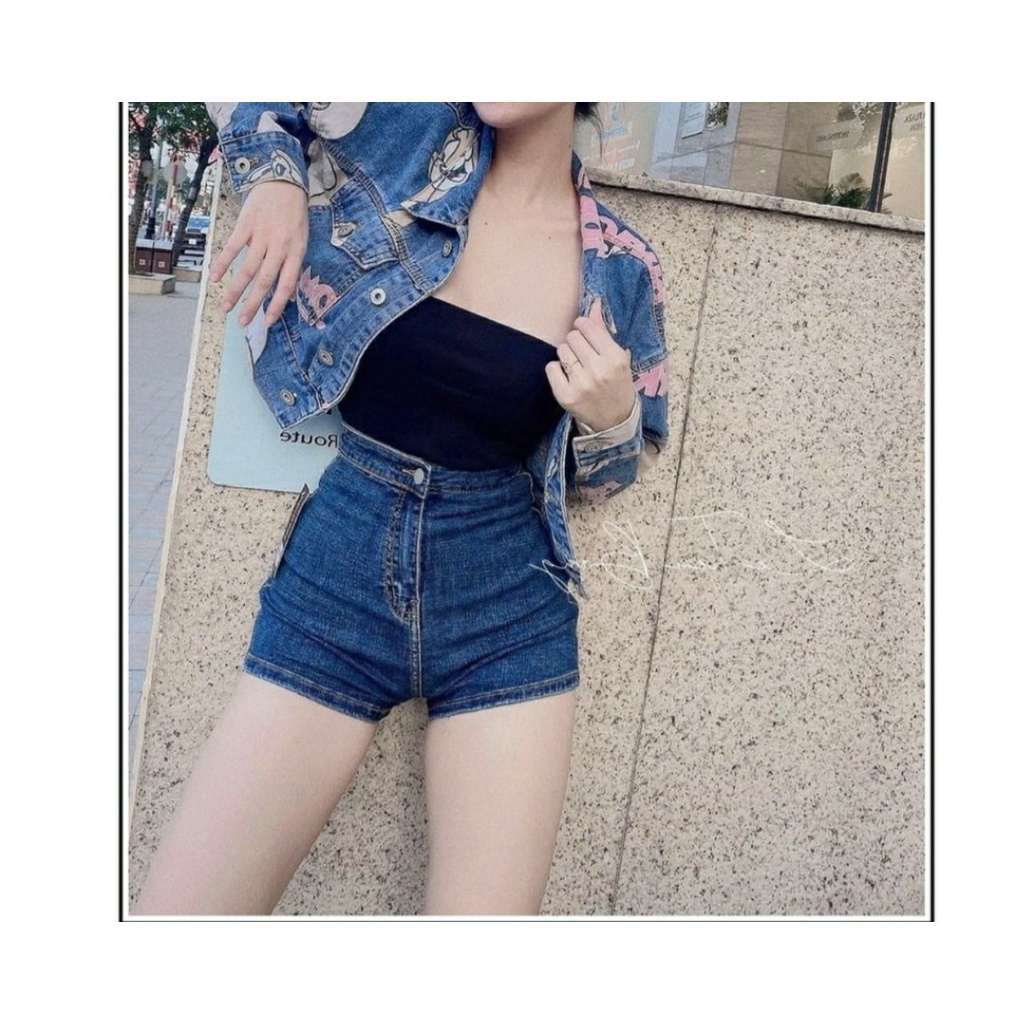 [Mã SKAMFSW175 giảm 10K đơn 50K] Quần short Jean đùi chất bò lưng cao Zara co giãn