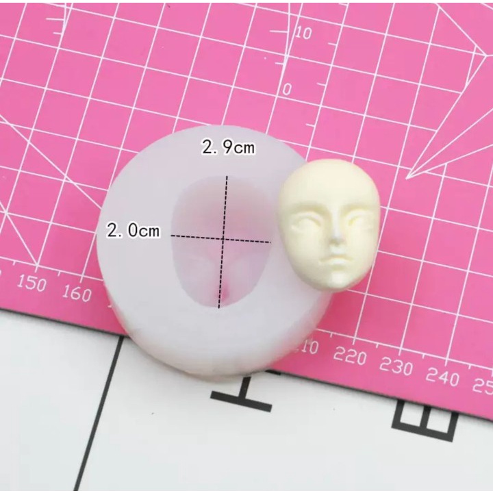Khuôn silicone trong dẻo nặn đất sét hình đầu nam tượng chibi figure
