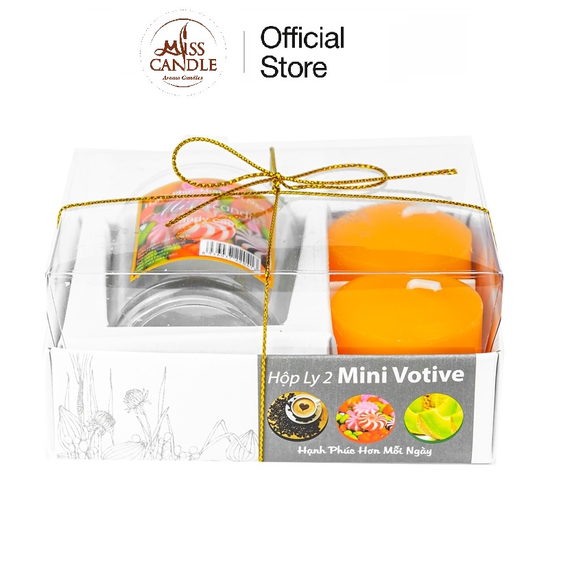 Hộp ly 2 nến thơm mini votive Miss Candle NQM2097 (Chọn màu)