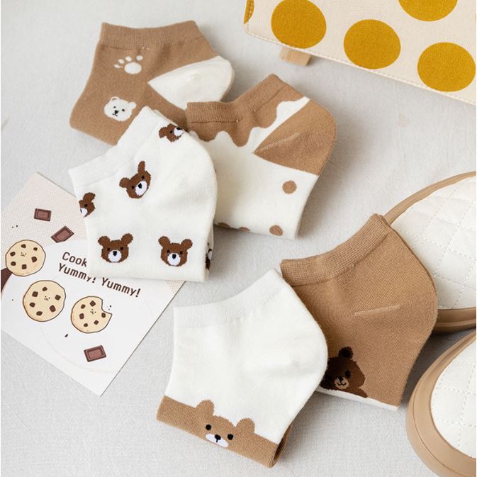 Set 10 Đôi Tất Vớ Nữ Ngắn Cổ Mix Gấu SS3