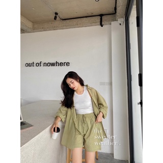 Set đũi linen áo sơ mi kèm short basic ( Ảnh thật )