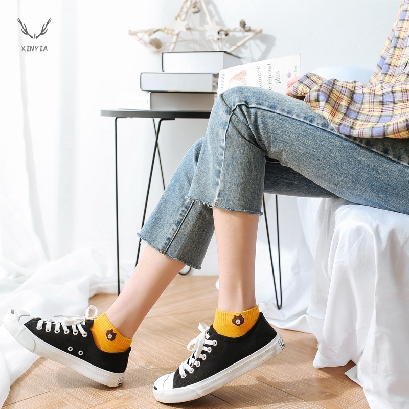 Đôi vớ cotton in họa tiết gấu dễ thương thoải mái