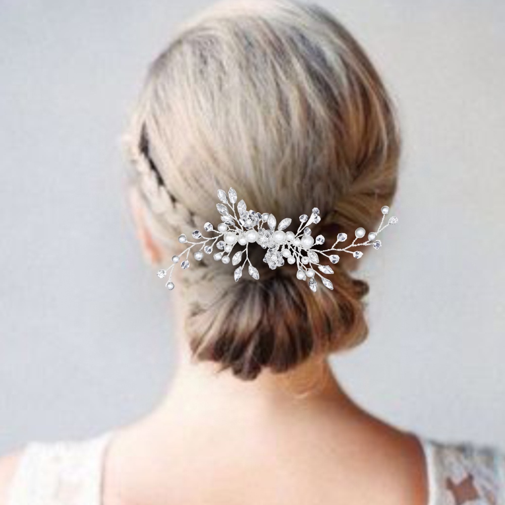 Lược cài tóc đính đá và ngọc trai nhân tạo sang trọng thời trang