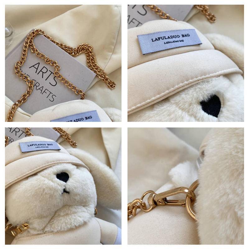 Túi Đeo Chéo Phủ Lông Hình Thỏ Dễ Thương Thời Trang Cho Nữ