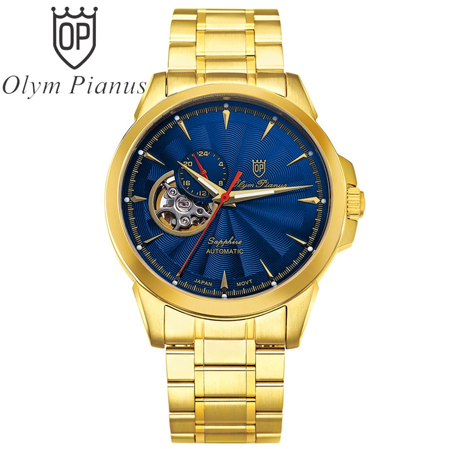 Đồng hồ nam dây kim loại Automatic Olym Pianus OP990-083 OP990-083AMK xanh lam