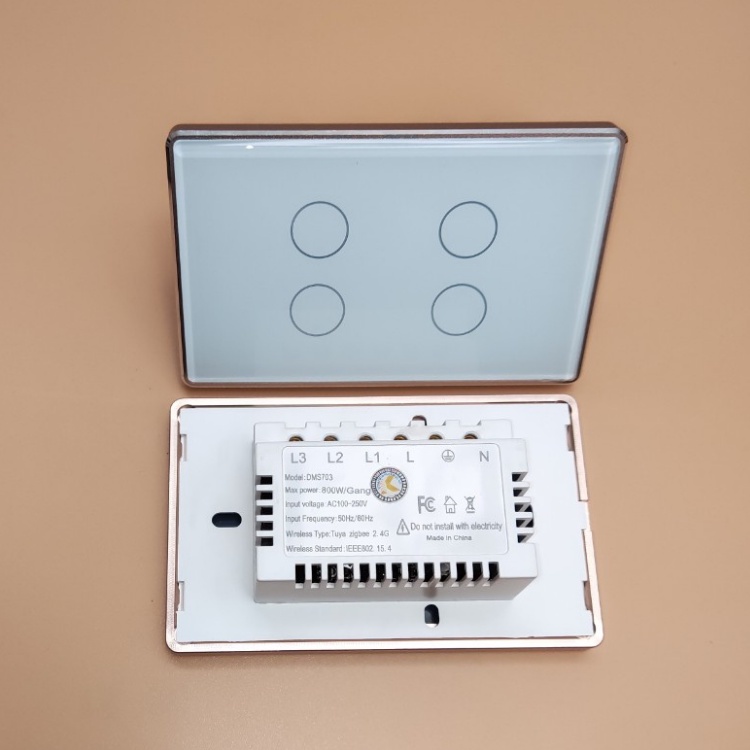Công tắc cảm ứng thông minh Tuya Smartlife mẫu mới viền nhôm mặt kính 2.5D kết nối Wifi / Zigbee