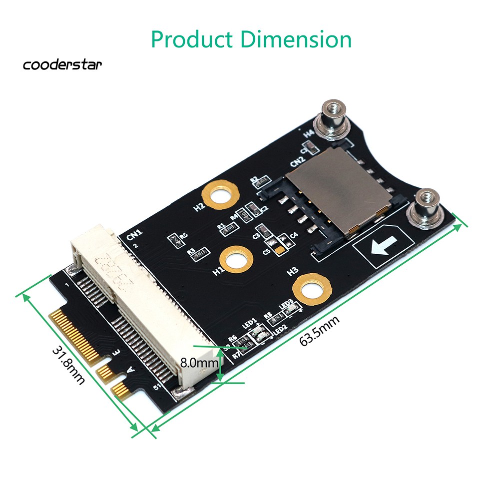 Bộ chuyển đổi Wdp Mini Pci-E sang M.2 Ngff Key A / E với khe cắm sim 3g / 4g