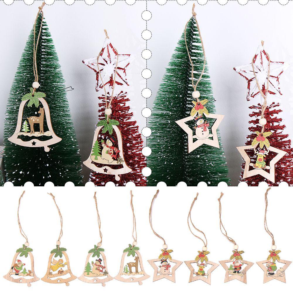 Set 4 / 5 Phụ Kiện Treo Trang Trí Giáng Sinh Năm Mới Bằng Gỗ
