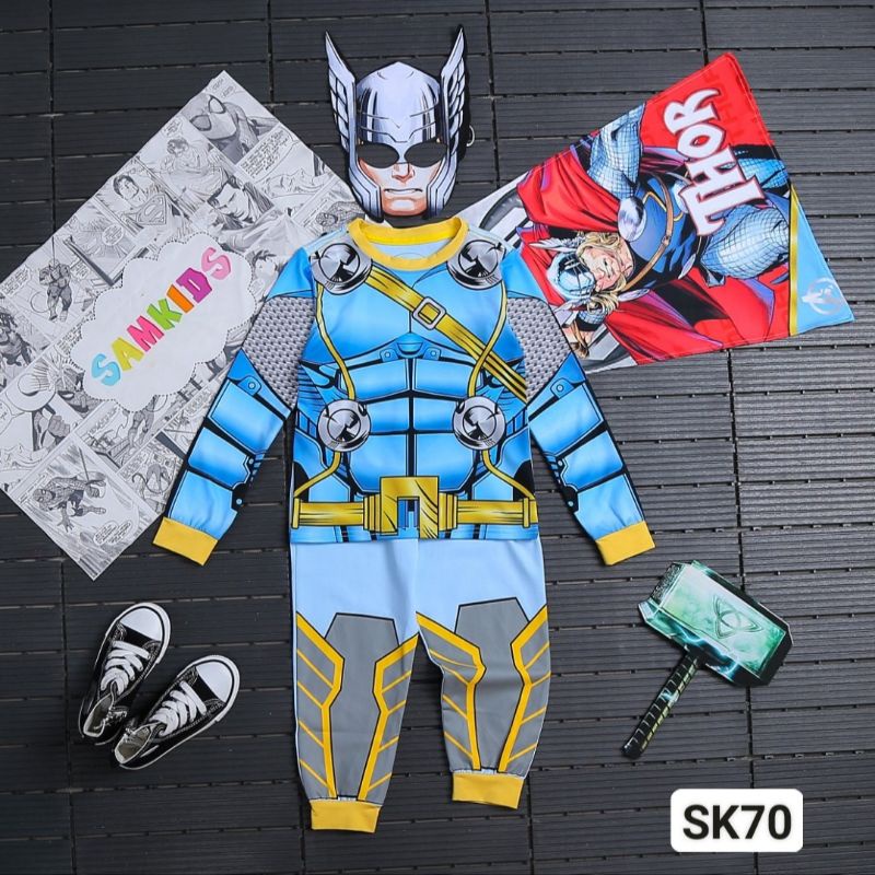 [FREESHIP] Quần áo THOR dài tay kèm choàng và mặt nạ - Hàng SAMKIDS VIỆT NAM
