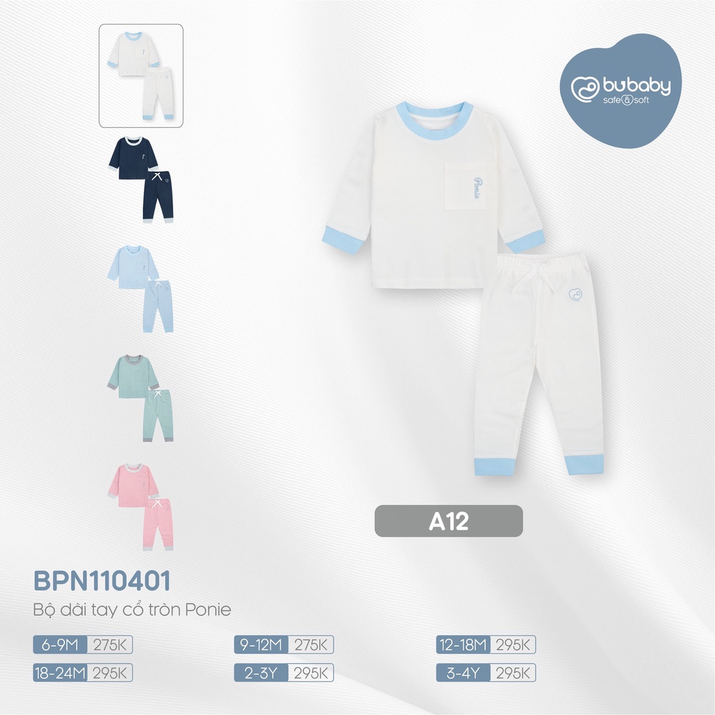 [CHÍNH HÃNG] Bộ quần áo dài tay cổ tròn chất liệu mềm mại BU Ponie BPN110401
