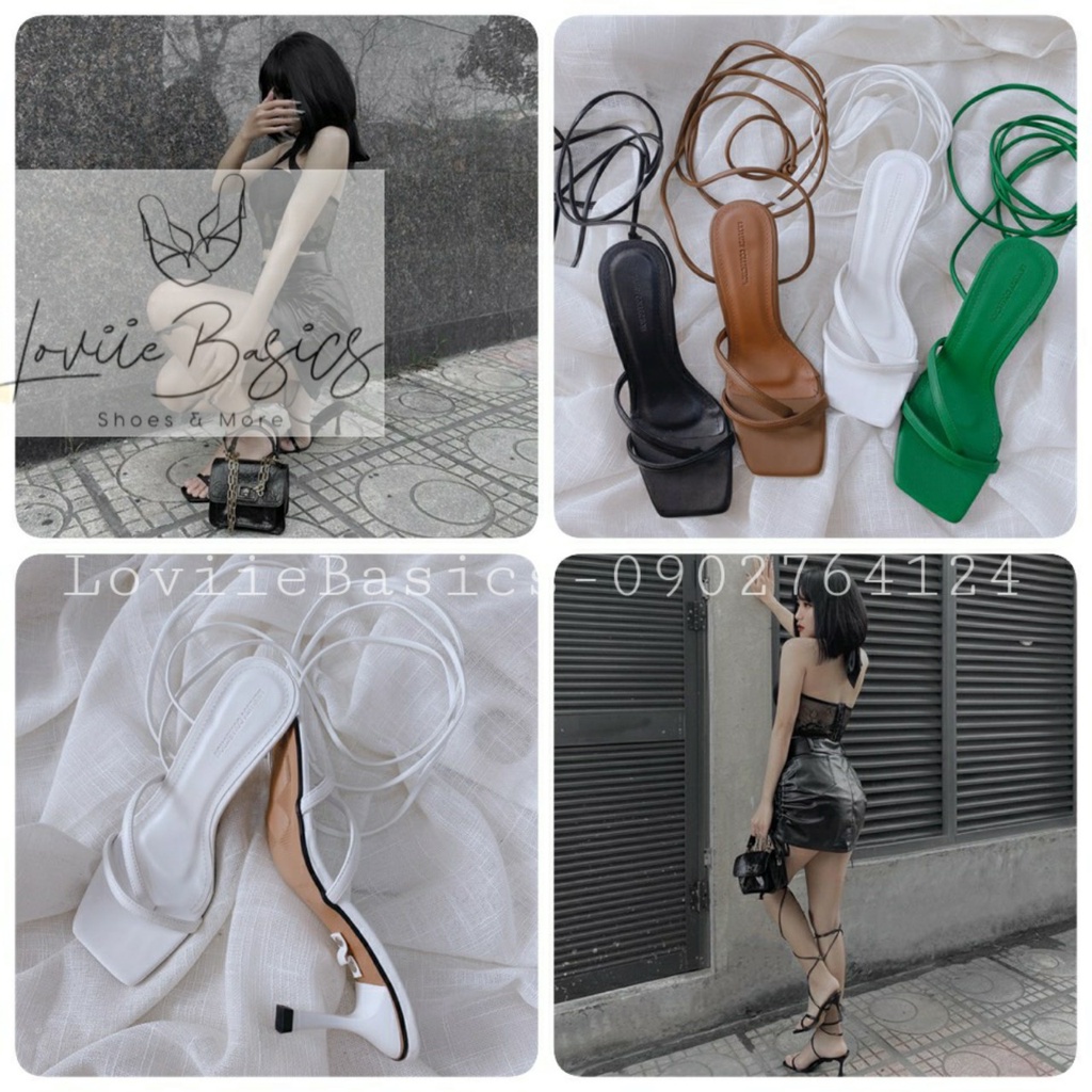 GIÀY THỜI TRANG LOVIIE BASICS - SANDAL NỮ DÂY MẢNH MŨI VUÔNG - DÉP CAO GÓT CỘT DÂY GÓT NHỌN 7 PHÂN G220307
