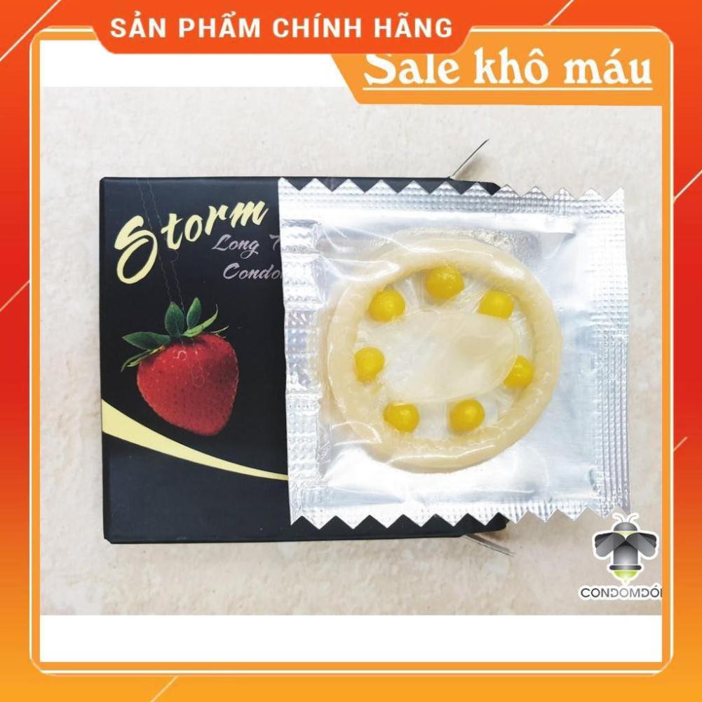 Hộp 10c bao cao su Storm bi kéo dài thời gian tăng cường khoái cảm