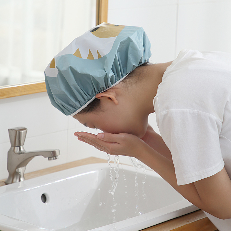 1 Mũ Trùm Tóc Bằng PEVA Dày Dặn Co Giãn Chống Nước In Họa Tiết Hoạt Hình Cho Nữ