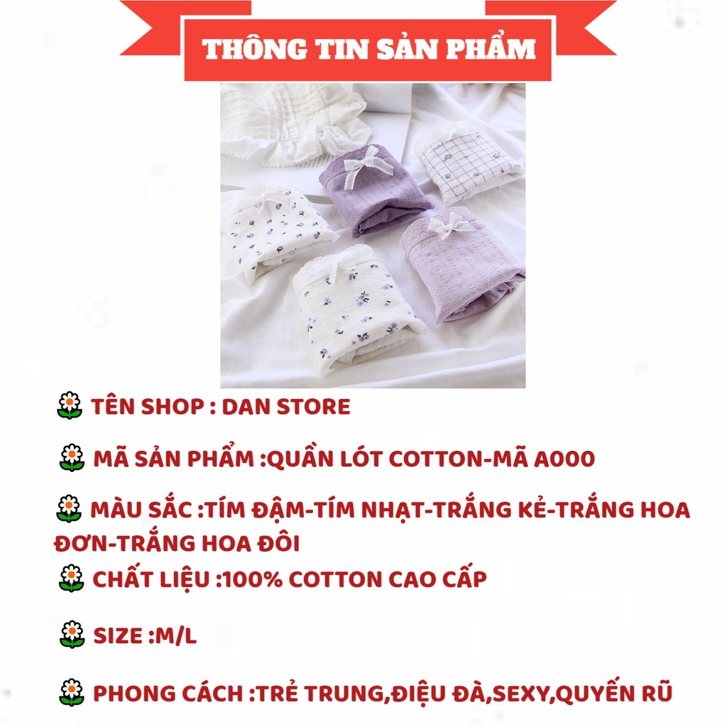 Quần Lót Nữ - Quần Lót Nữ cotton viền ren họa tiết hoa điệu đà quyến rũ sexy DAN STORE MÃ A000