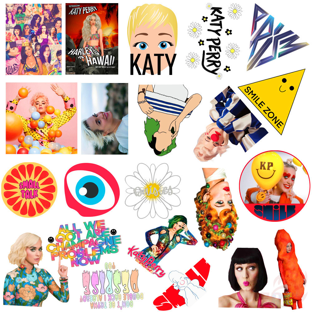 Set 50 miếng dán họa tiết ca sĩ Katy Perry phong cách I Kissed a Girl POP Singer không thấm nước