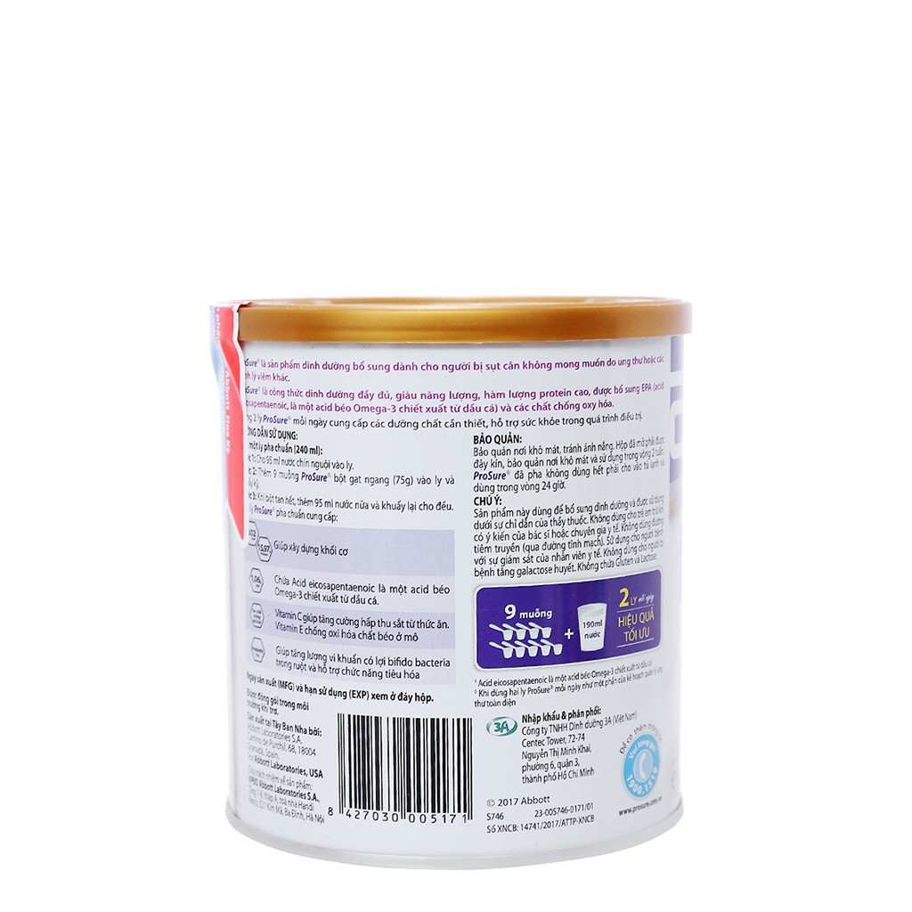 SỮA BỘT PROSURE VANI 380G