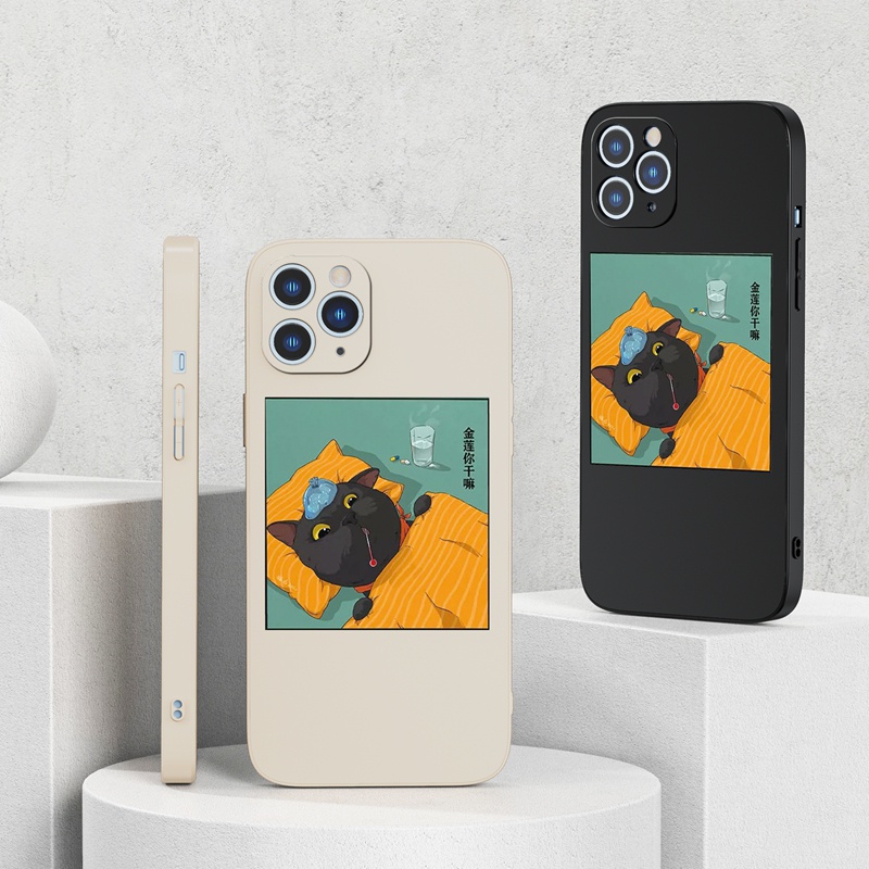 Ốp Điện Thoại Silicon Mềm Hình Mèo Đen Dễ Thương Cho iPhone 7 8 Plus 13 12 11Pro Mini Pro X XR XS Max