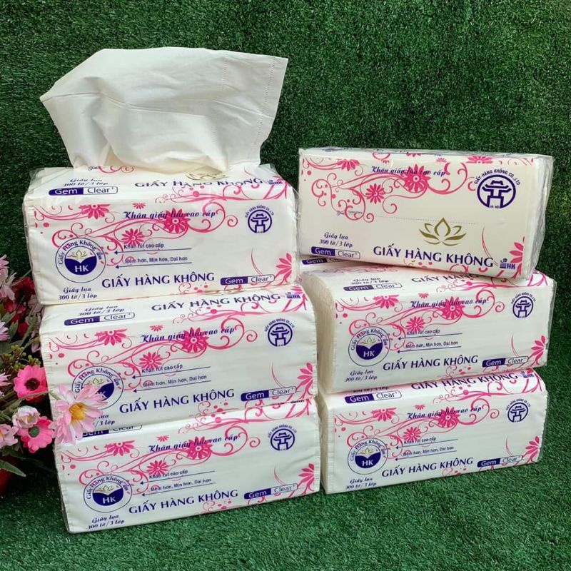 Khăn rút  lụa Hàng Không 300 tờ/3 lớp .
