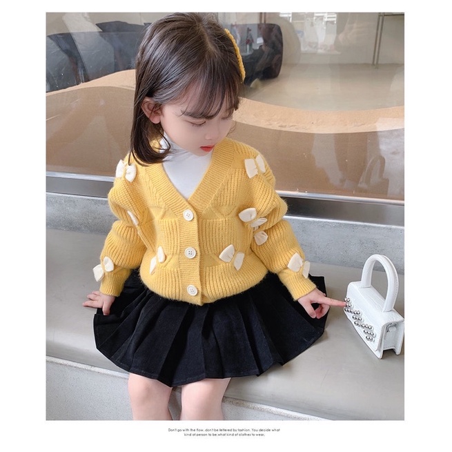 Áo khoác len cardigan cho bé gái, chất liệu đanh mịn đẹp