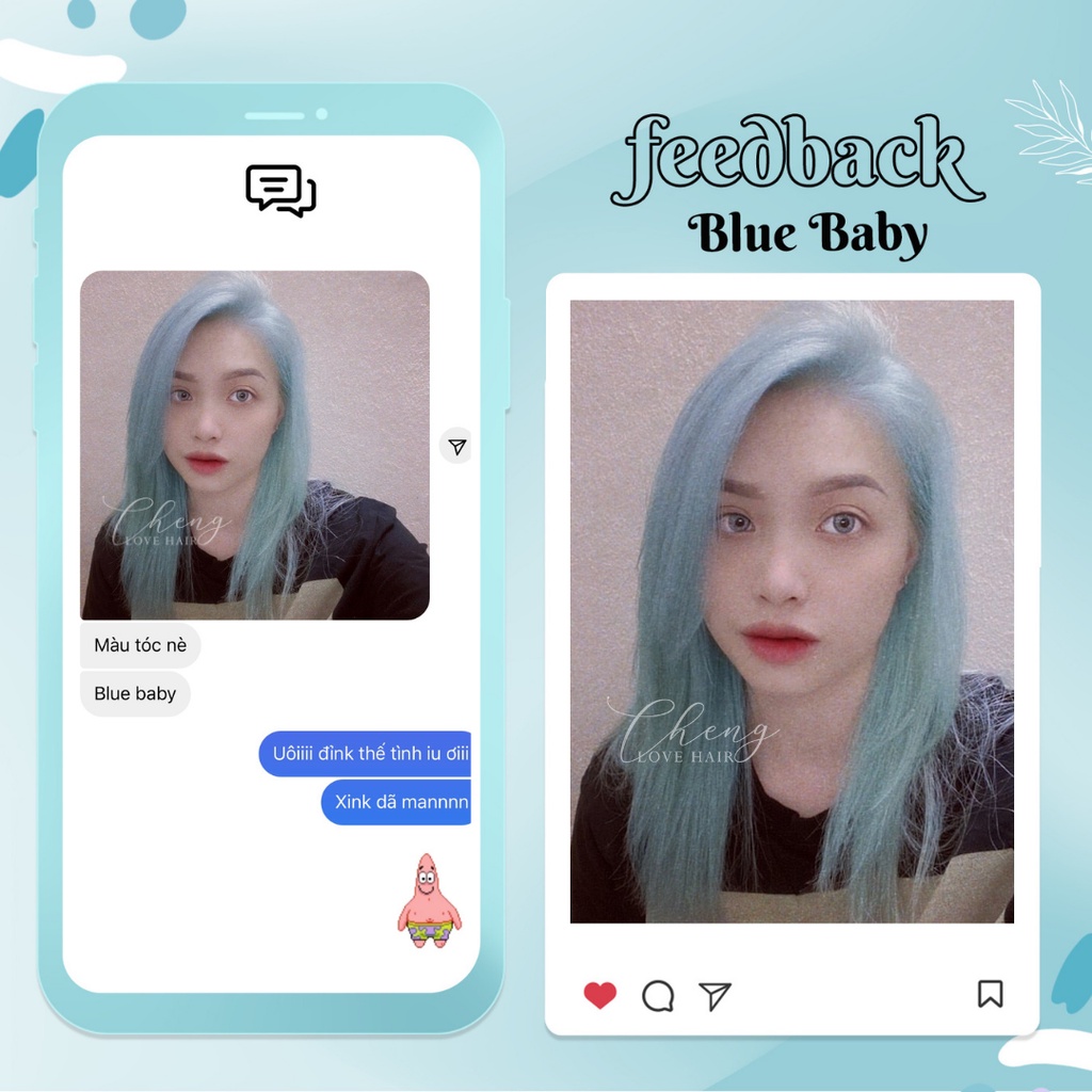 [Mã 155FMCGSALE giảm 7% đơn 500K] Thuốc Nhuộm Tóc Màu BABY BLUE Kèm Tẩy | Chenglovehair, Chenglovehairs