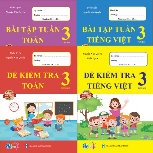 Sách - Combo Bài Tập Tuần và Đề Kiểm Tra - Toán và Tiếng Việt 3 - Học Kì 2 (4 cuốn)