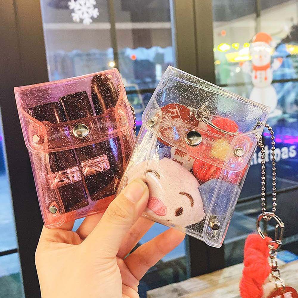 Túi đựng tiền phụ kiện mỹ phẩm bằng nhựa PVC trong suốt nhiều màu kèm móc khóa