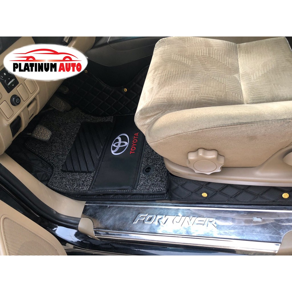 Thảm lót sàn ô tô 6D Toyota Fortuner 2008-2016 da PU cao cấp, không mùi, giảm 20% tiếng ồn