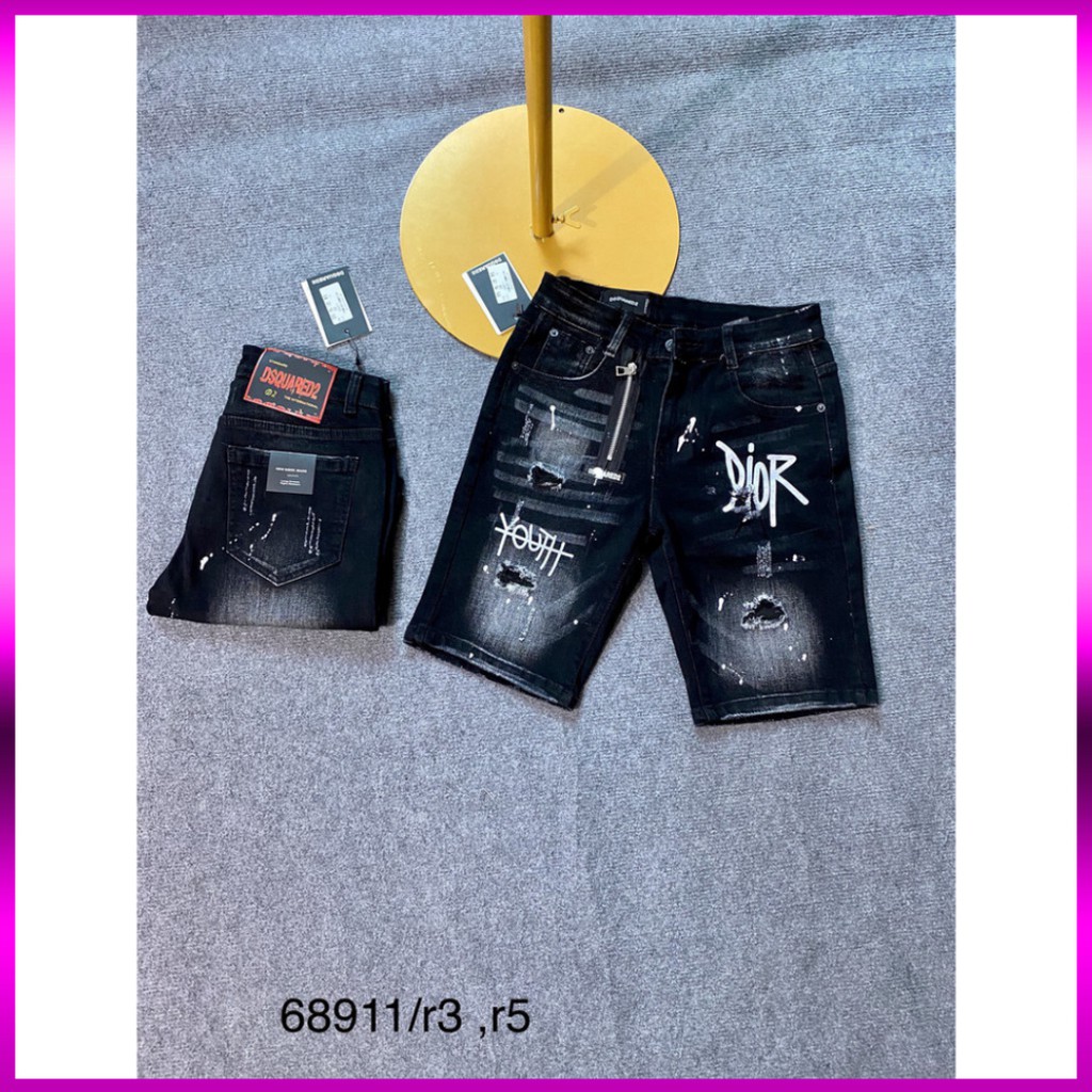 Quần Ngố ⚡ Quần Bò Nam DSQ Khóa Lệch , Huy Hiệu Thuê Màu Đen Hàng Siêu đẹp | BigBuy360 - bigbuy360.vn