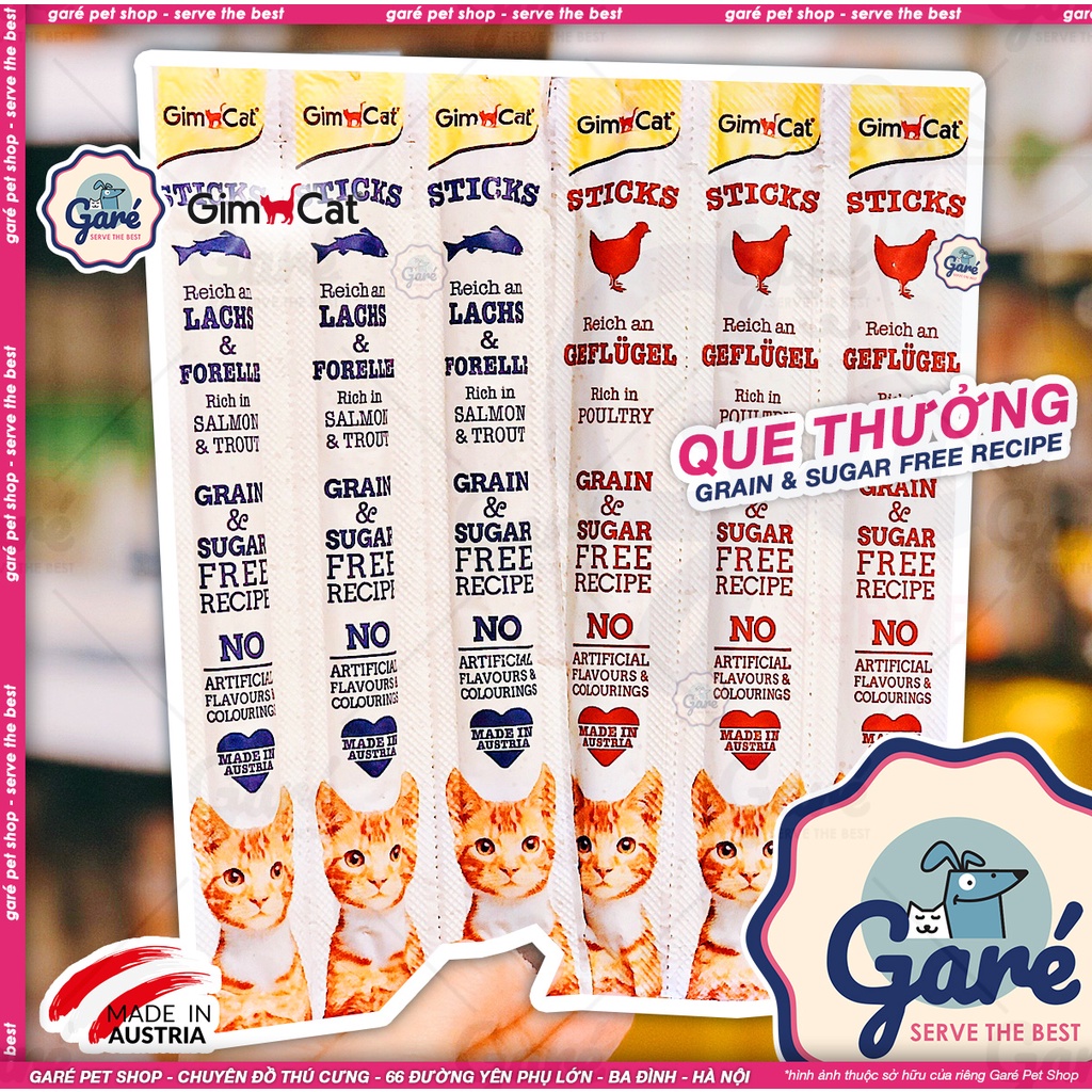 Que thưởng GimCat Stick dành cho Mèo ăn vặt 2 hương vị sản xuất tại Áo Garé Pet Shop